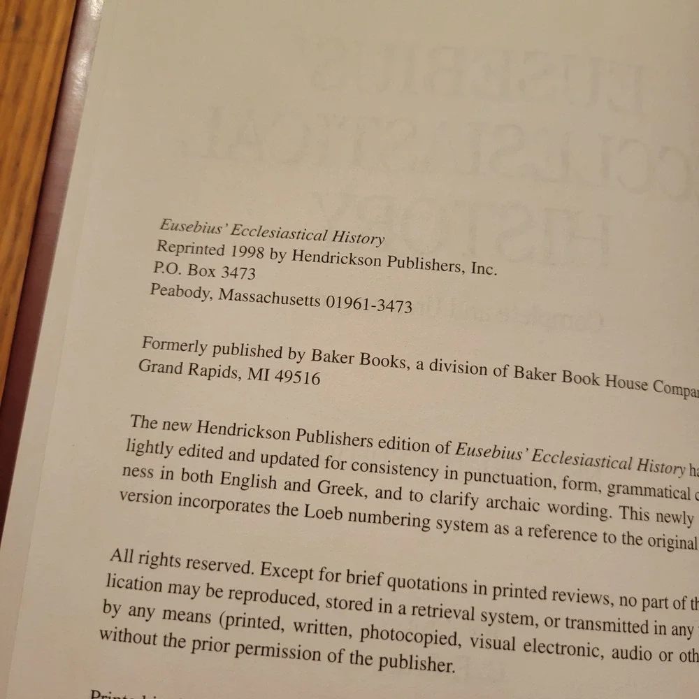 Eusebius Ecclesiastical‎ History Translated by C. F. Cruse Book Pastor Guide